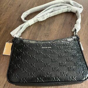 Michael Kors Black Leather Jet Set Pochette Crossbody
